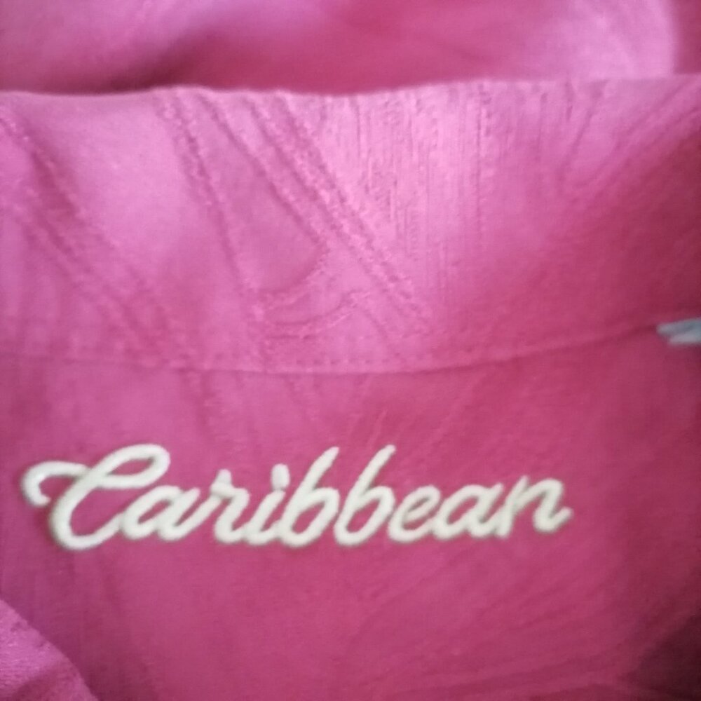 Caribbean Mens Pink Short Sleeve Collared Button Up Shirt Size XL - Picture 5 of 8